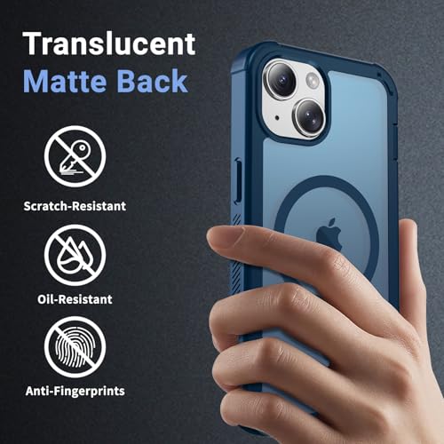 jaroco Magnetic for iPhone 14 Case, [Compatible with MagSafe][Military Grade Drop Protection][Heavy Duty Protection][Non-Slip][Shockproof] 2-Layer Durable Bumper Phone Case 6.1''-Deep Blue by jaroco - Image 4