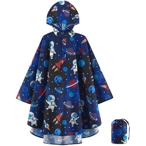 WAWSAM Kids Waterproof Space Rain Poncho Cover