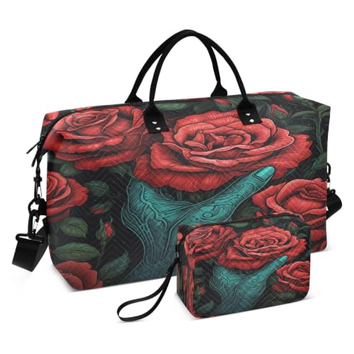 Sac de natation bleu et rose pour la piscine et voyage avec trousse cosmétique