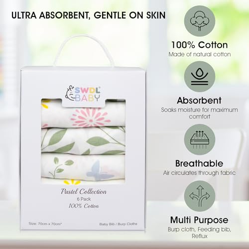 Carrés en mousseline bébé le cadeau de naissance idéal en lot de 7 langes - 5