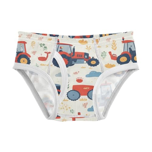 KLL Red Old Wheeled Tractors Cute Toddler Boy Cotton Nighttime Underwear Cute Undies