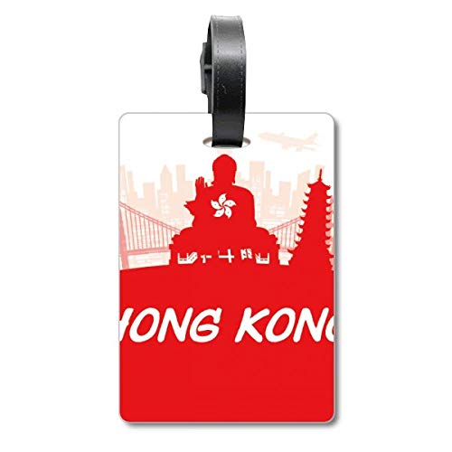 Étiquette de sac à bagages rouge Chine Hong Kong pour valise de voyage