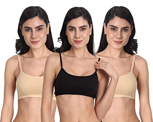 Image of Aimly Women's Cotton Non-Padded Non-Wired Low Coverage Sports Bra Pack of 3