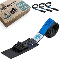 valonic HORNET - 4x 80cm tie down strap short, 19mm, 150Kg, padded, TÜV Rheinl. / GS certified, EN-12195-2 - cam buckle, black tie down straps for bike rack, ebike, kayak