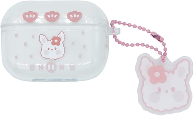 Compatible with AirPods Pro Case Rabbit, Clear Smooth Soft TPU Cartoon 3D Animal Design Cover Case for Airpods Pro, Girls Women Funny Kawaii Cute Case for AirPods Pro - Rabbit