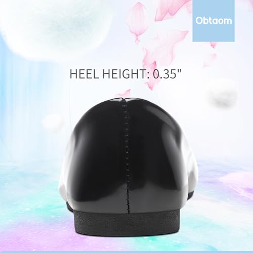 Image of Obtaom Round Toe Women Flat Shoes Slip on Girls Dress Black Ballet Flats