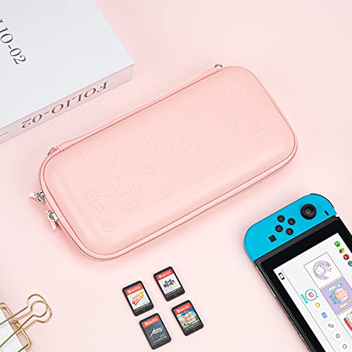 Geekshare Sakura Pink Carry Case Compatível Com Nintendo Switch/Switch Modelo Oled - Ultra Slim Port