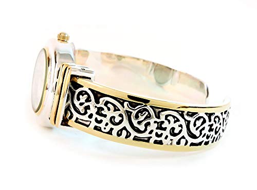 Stc 2Tone Western Style Decorated Oval Face Women'S Bangle Cuff Watch thumb #3