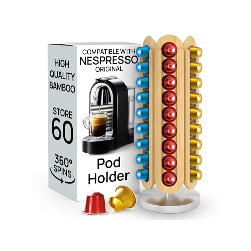 Ibyx 60-Capsule Nespresso Pod Holder, 360° Rotating Coffee Storage Stand