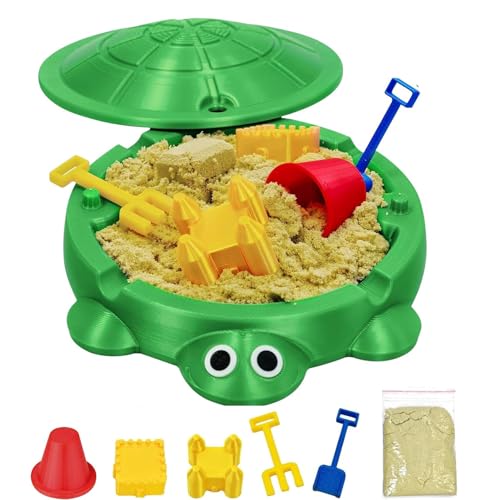 Mini Turtle Sandbox Zen Garden Toys, 3D Printed Turtle Sandbox with Play Sand for Kids, Mini Turtles Sandbox with Lid Toys Molds & Tools, Easter Gifts for Kids, Stress & Anxiety Relief Home Desk Decor