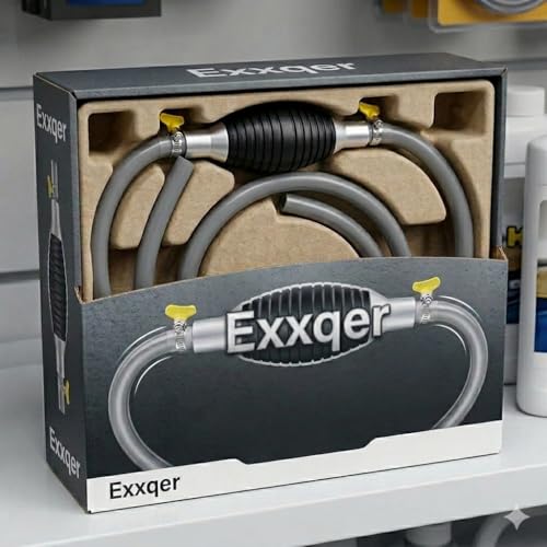 Exxqer Fuel Transfer Pump Kit – High Flow Manual Siphon Oil Remover Pump with 1 Meter Pipe for Petrol, Diesel, Water & Oil, Portable Liquid Transfer Pump for Car, Bike & Fish Tank