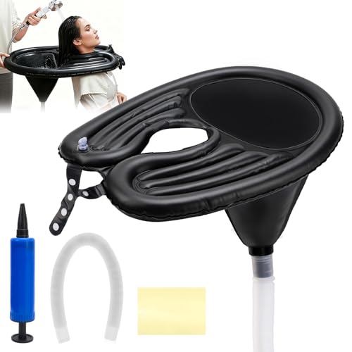 HZOUHONG Haarwaschbecken Aufblasbar Aufblasbares Waschbecken zum Haarewaschen Inflatable Hair Washing Basin aus PVC mit 1M Ablaufschlauch für Schwangere Verletzte Behinderte Senioren