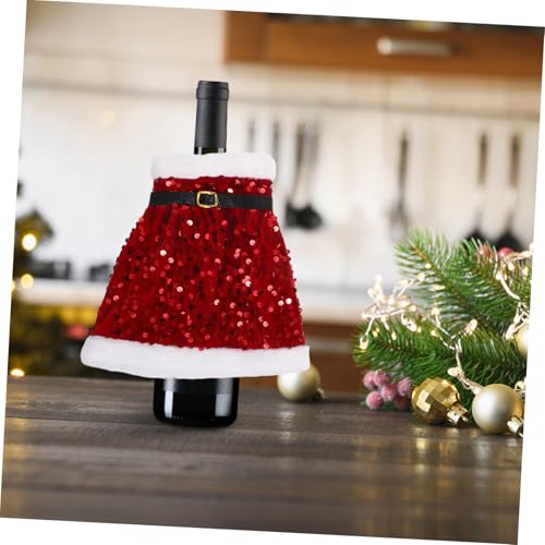 Falda navideña bolsa para botellas de vino y adornos de mesa para cenas de navidad 2