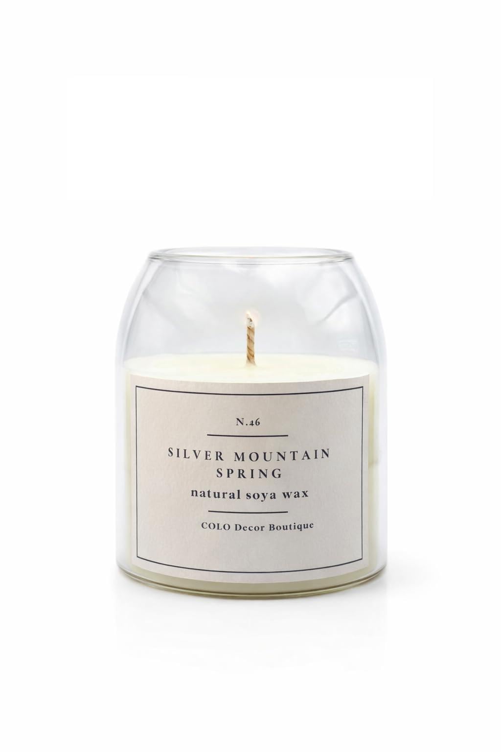 Silver Mountain Spring Duftkerze, handgefertigt, natürliches Sojawachs, sauberes, frisches Aroma, inspiriert von der Alpenluft, Geschenk zum Geburtstag, minimalistisches Glas, Geschenk für Sie, für