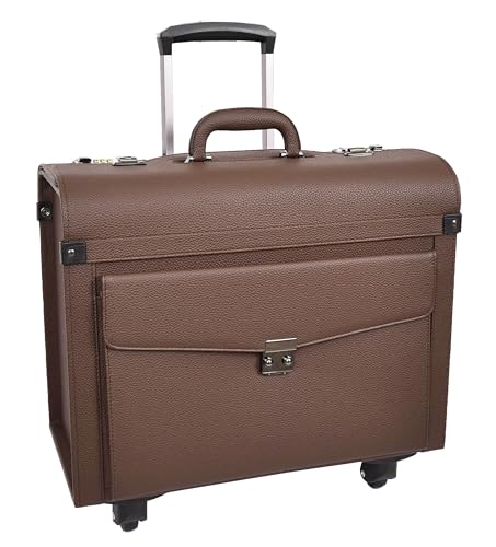 Valise pilote quatre roues Commander marron le bagage à main idéal des déplacements professionnels