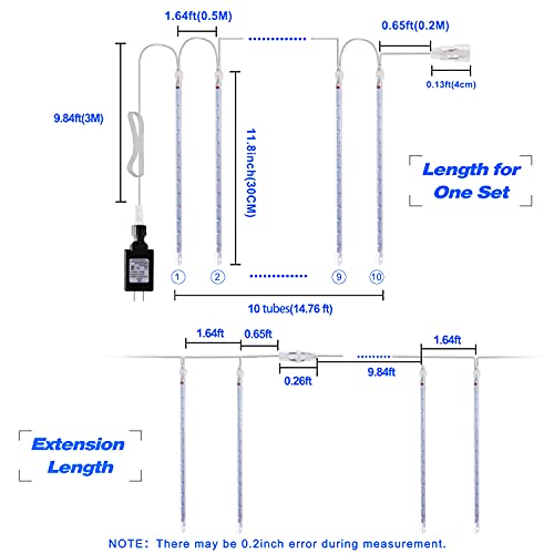 Blingstar Meteor Shower Lights 30Cm 10 Tubes 240 Led Christmas Lights Plug In Snowfall Led Lights Outdoor Waterproof Falling Rain Lights For Tree Holiday Porch Yard Patio Roof Party Decoration, Blue #TOP2