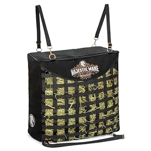 Slow Feeder Hay Bags for Horses or Goats – Premium Dual-Sided Hay Bag with Zippered Top and Slow Feed Hay Nets with 2″ Holes | Fits 2-3 Flakes | Reduces Hay Waste | Heavy Duty Canvas