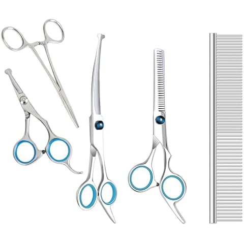 Maxshop Dog Grooming Scissors Set with Mini Scissors Dog Grooming Hemostat Cover
