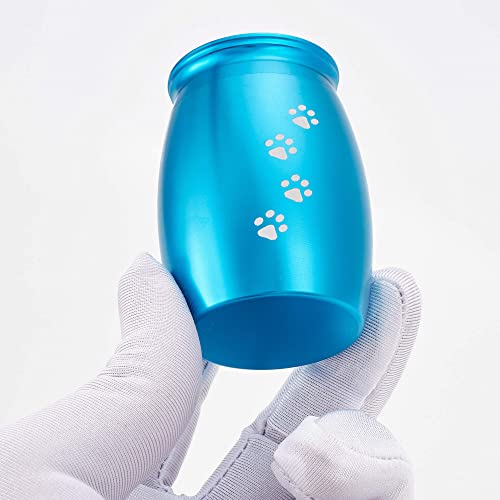 Image of Small Pet Urns for Dog /Cats Ashes,Small Animal Urns for Ashes | 2.67 Inches Blue Mini Memorial Urns for Dog Ashes or Cats Ashes,Pet Ashes Keepsake with Paw Print