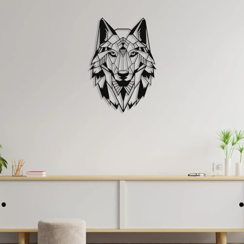 Metal Wolf Head Wall Art Black 28cm x 20cm