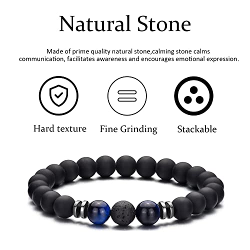 Pulsera de Piedra Natural Tiger Eye para Hombre 8MM miniatura 6