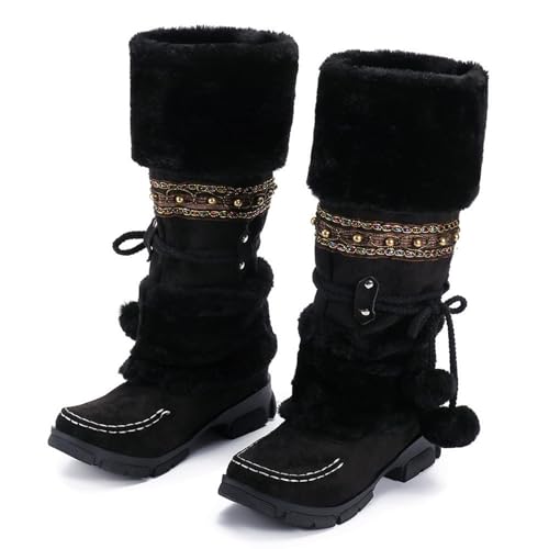 Womens Mid Calf Rhinestone Boots Fashion Round Toe Low Heel Knee High Riding Boot Soft Slouchy Boot Party Bling Shoes4