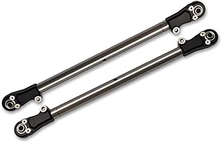 GPM For Losi 1/6 4WD Super Baja Rey 2.0 LOS05021 Upgrade Parts Stainless Steel Adjustable Rear Upper Chassis Link Tie Rods With Aluminum Ends - 2Pc Set Black