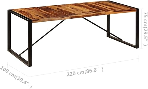 Miniatura 2 de Dining Table Brown Solid Acacia Wood Rectangular Modern Industrial Large Seats 8 62.9x39.4x29.5 in Robust Polished Finish for Dining Room Kitchen