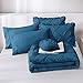 JOLLYVOGUE Queen Comforter Set 7 Pieces, Teal Bed in a Bag Comforter Set for Bedroom, Bedding Comforter Sets with Comforter, Sheets,Ruffled Shams & Pillowcases