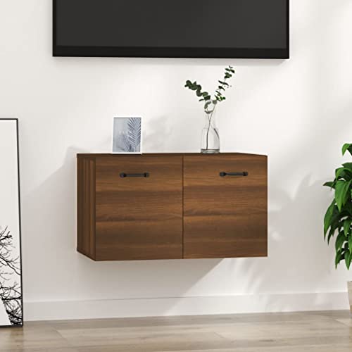 Baziroo Hängeschrank Badezimmerschrank Braun Eichen-Optik 60x36,5x35 cm Holzwerkstoff Wohnzimmer Wandschrank Ausreichend Stauraum Gegenstände wie Bücher Zeitschriften Badschrank Wandmontage Küche