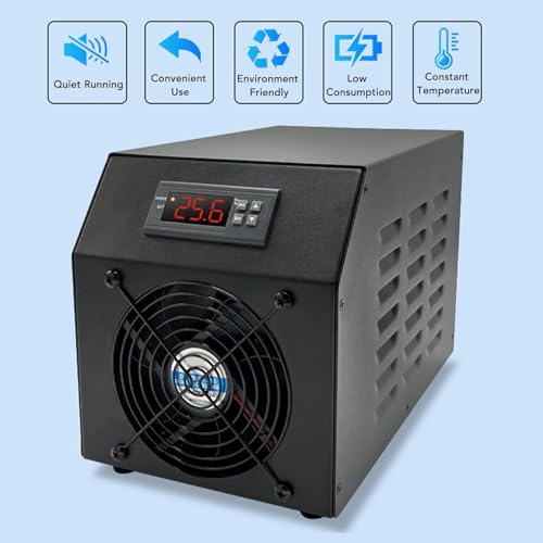 Aquarium Chiller 200W, 2-in-1 Heizen und Kühlen (10-50℃), Leise Kühlung Halbleiter für Süß- und Salzwasseraquarien, Axolotl, Korallenriff