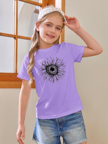Image of Girls Short Sleeve T Shirts Kids Summer Tops Crewneck Tees 5-14 Years