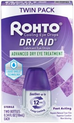 Rohto DryAid Eye Relief Lubricant Eye Drops, Twin Pack, Dry Eye Relief, 0.34 Fl Oz
