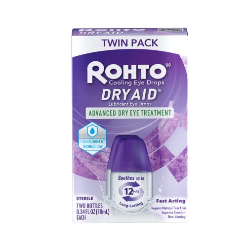 Rohto DryAid Eye Relief Lubricant Eye Drops, Twin Pack, Dry Eye Relief, 0.34 Fl Oz #1