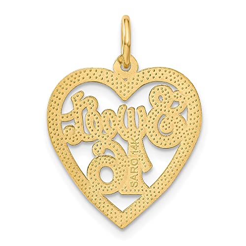 14K Yellow Gold Sweet Sixteen Girl 16 Birthday In A Heart Charm Necklace Pendant Special Occasion Fine Jewelry For Women Gifts For Her #TOP2