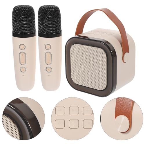 SAFIGLE 1 Conjunto De Máquina De Karaokê Portátil Alto-Falante De Karaokê Com 2 Microfones Sem Fio L