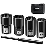 toolant 5pcs Lug Nut Remover, Bolt & Nut Remover Socket Tool Kit, Stripped Bolt Extractor for Damaged Screws and Bolts