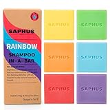 SAPHUS pH-Balanced Shampoo Bar 6-Pack, Soap-Free & Sulfate-Free, Gentle Cleansing for Sensitive Scalp, Assorted Colors & Scents, Vegan & Travel-Friendly