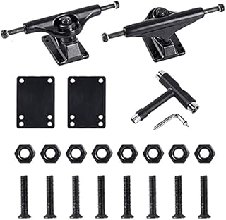 FREEDARE Skateboard Trucks 5.25 Inches Trucks 139mm Skateboard T Tool Rise Pads Hardware Set(Black, Pack of 2)