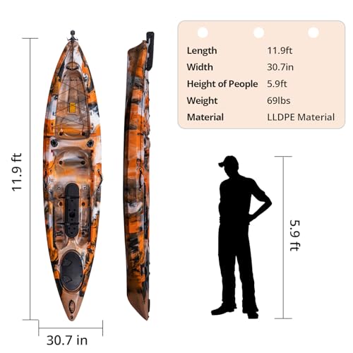 image for GarveeLife Fishing Kayak, Sit on Top Kayak 11.9 ft for Adults, with Pa