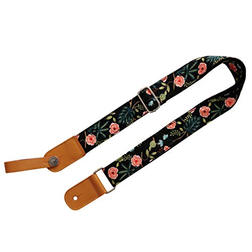 MUSIC FIRST Originele Ontwerp "Dark Night Garden" Zacht Katoen & Lederen Ukulele Strap Ukulele Schouderband Met een MUZIEK EERSTE Lederen Strap Locker - Image 7