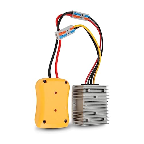 Step Down DC Voltage Converter Fit for Dewalt 18V/20V to 12V Battery, 15A 180W Power Supply Inverter with Low Voltage Protection Connector, Automatic Buck Boost Regulator for Dewelt Battery Adapter