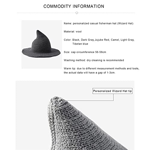 Adult Kid Witch Hat Creative Spire Wool Knit Bucket Cap Foldable Wide-Brimmed Wizard Cap Funny Halloween Cos Hat2