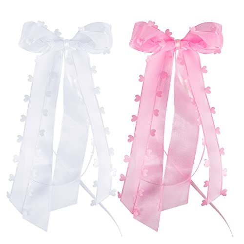 KISSPAT Lot de 40 nœuds pour décoration de mariage - Noeud de voiture - Blancs et roses - Pour décoration de voiture de mariage Cover