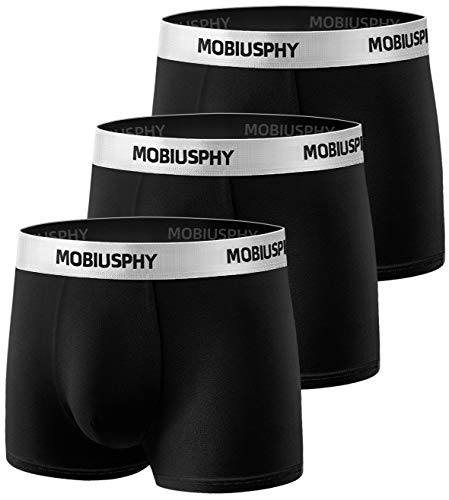 Calzoncillos tipo bóxer para hombre de Mobiusphy, de algodón, pack de 3, color negro Negro XL