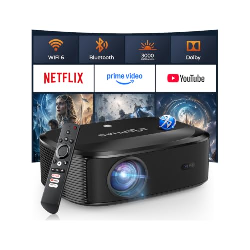 4K Projector with WiFi and Bluetooth - 3000 ANSI Lumens, ELEPHAS Outdoor Movie Projector Compatible...
