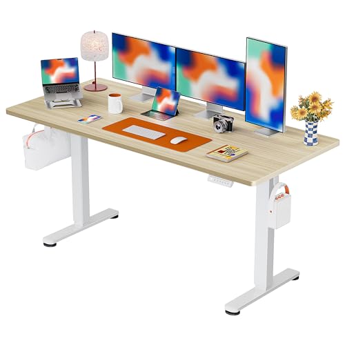 Image of ErGear Height Adjustable Electric Standing Desk, 71 x 30 Inches Sit Stand up Desk, Memory Computer Home Office Desk, Natural