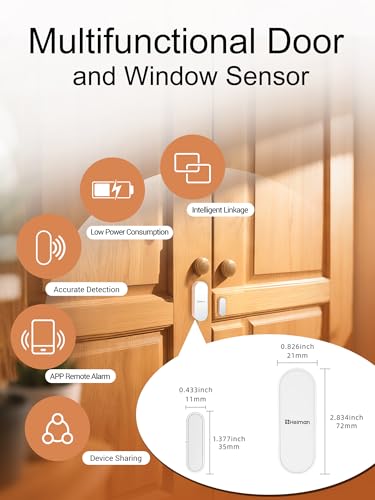 Image of Heiman WiFi Door Window Alarm Sensor, Smart Wireless Magnetic Contact Sensor with Real-Time App Alerts, Compatible with Alexa & Google Assistant, 2.4G WiFi Home Security,Window Door Alarms When Opened
