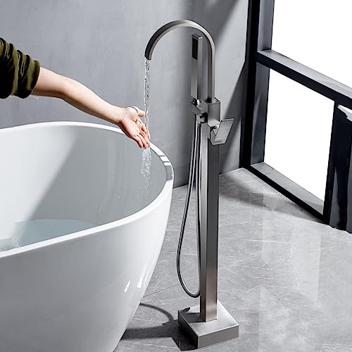 Mélangeur de Bain sur Pied en Finition Brossée Haute Qualité pour Intérieur Chic