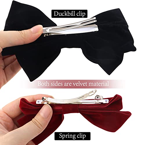 Nodg 6 Pieces Large Velvet Hair Clips Hair Bows Clips Hair Pins Solid Color Big Bowknot Hair Claw Elegant Retro Hair Clips French Style For Women Vintage Hair Accessories For Girls Toddlers Teens #TOP2